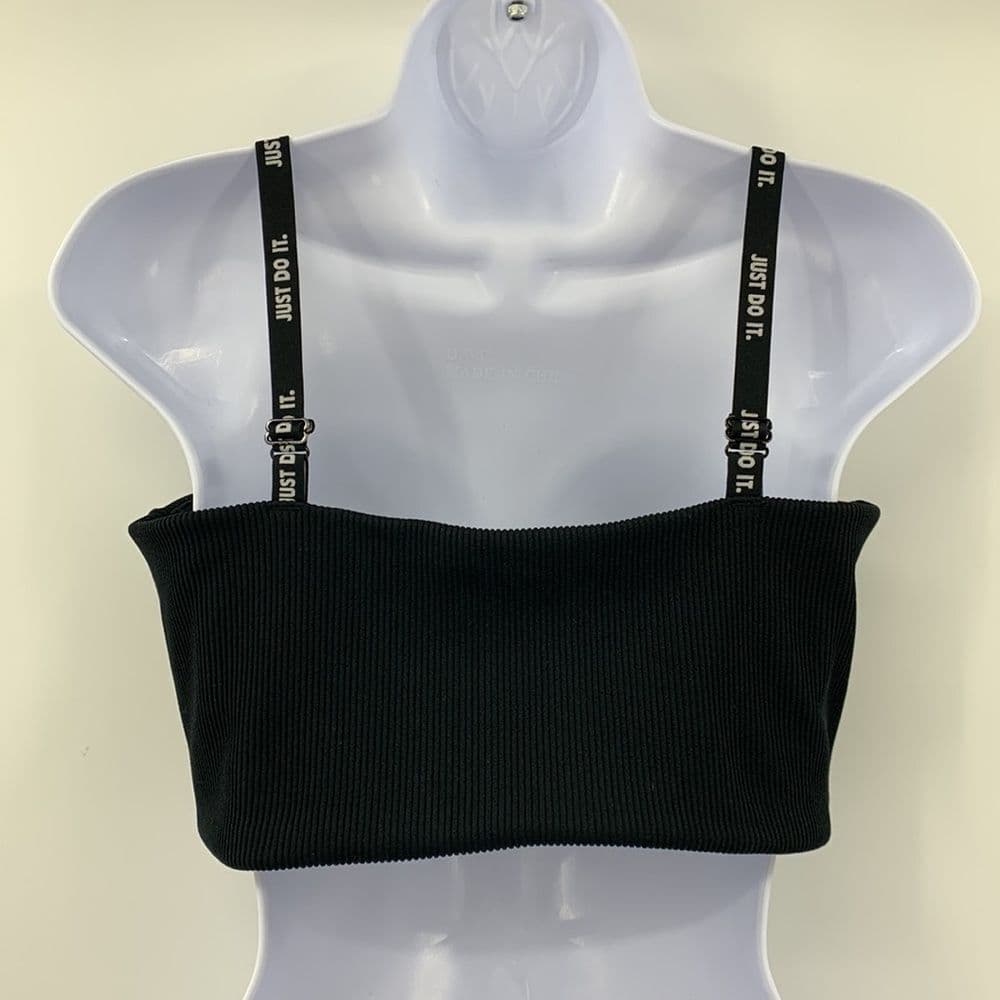 Nike Sportwear JDI Ribbed Crop Top‎ Black Size L CJ2606-101 - Thumbnail 3
