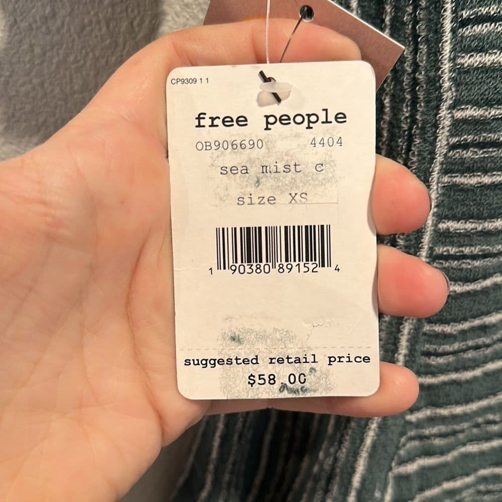 FREE PEOPLE Womens Tee Take One For The Team Striped Sea Mist Green‎ Size XS NWT - Thumbnail 7