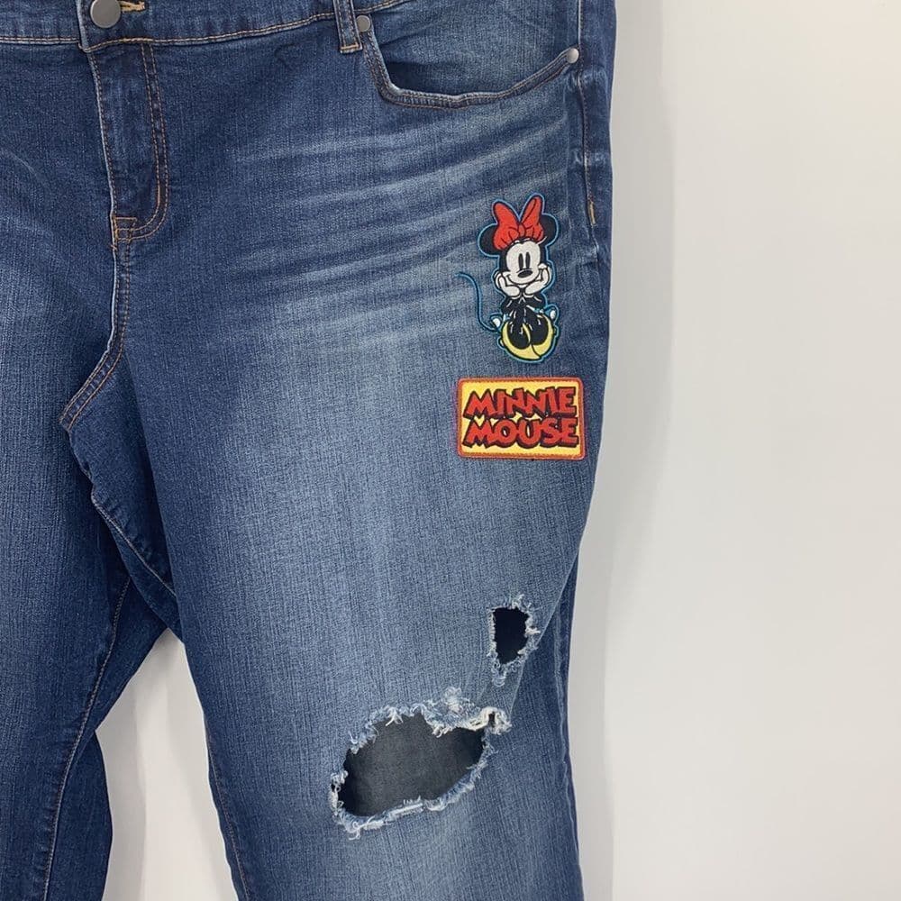 Disney Minnie Mouse Patches Plus Size‎ Jeans Sz 28R - Thumbnail 3