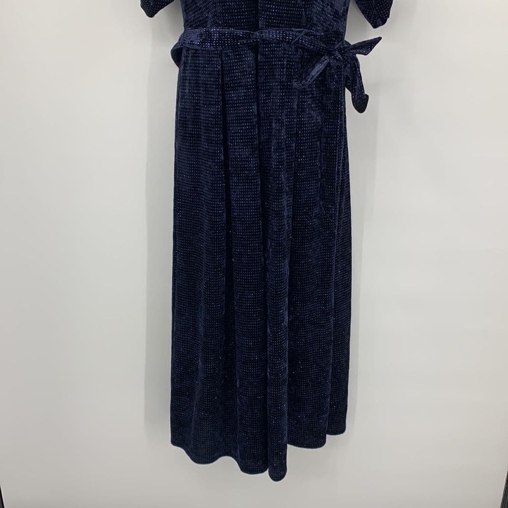 Chelsea‎ 28 Navy Sparkle Velvet Wide Leg Jumpsuit Sz 6 - Thumbnail 3