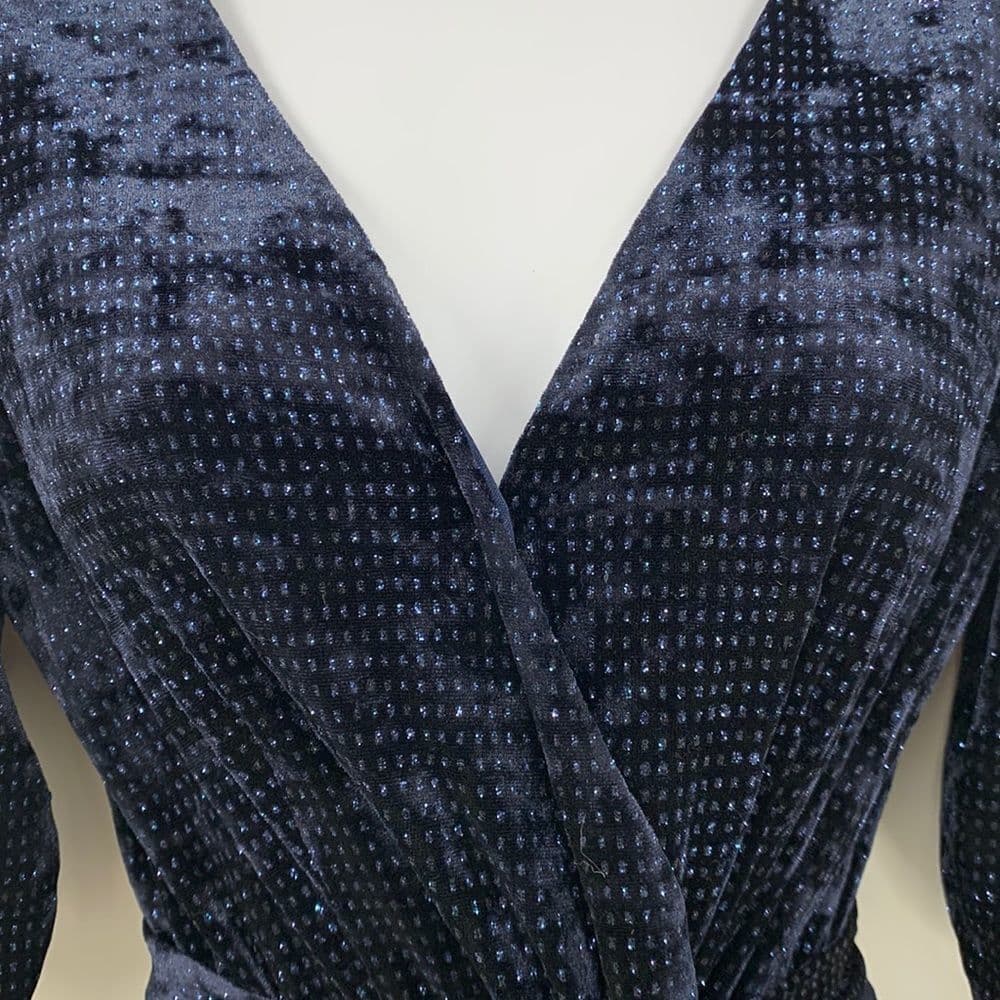Chelsea‎ 28 Navy Sparkle Velvet Wide Leg Jumpsuit Sz 6 - Thumbnail 8