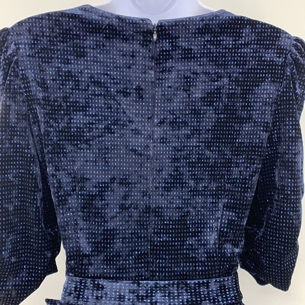 Chelsea‎ 28 Navy Sparkle Velvet Wide Leg Jumpsuit Sz 6 - Thumbnail 7