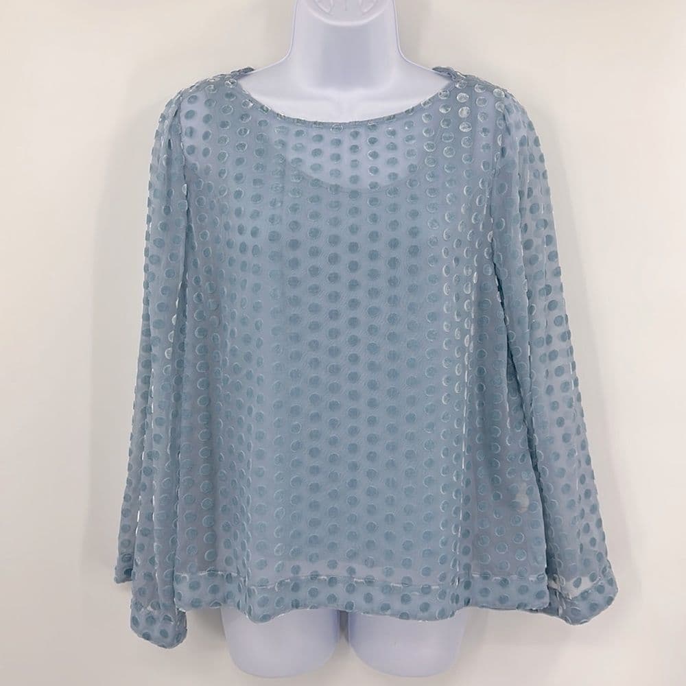 Soft Surroundings‎ Dulce Velvet Dot Blue Blouse Sz S - Thumbnail 2