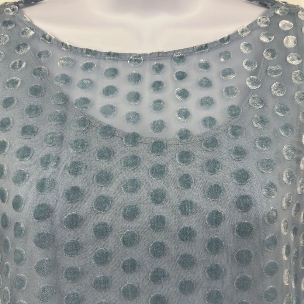 Soft Surroundings‎ Dulce Velvet Dot Blue Blouse Sz S - Thumbnail 3