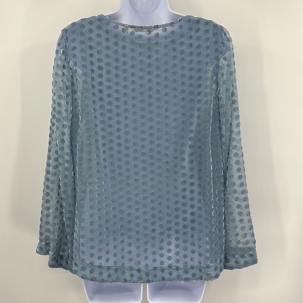 Soft Surroundings‎ Dulce Velvet Dot Blue Blouse Sz S - Thumbnail 4