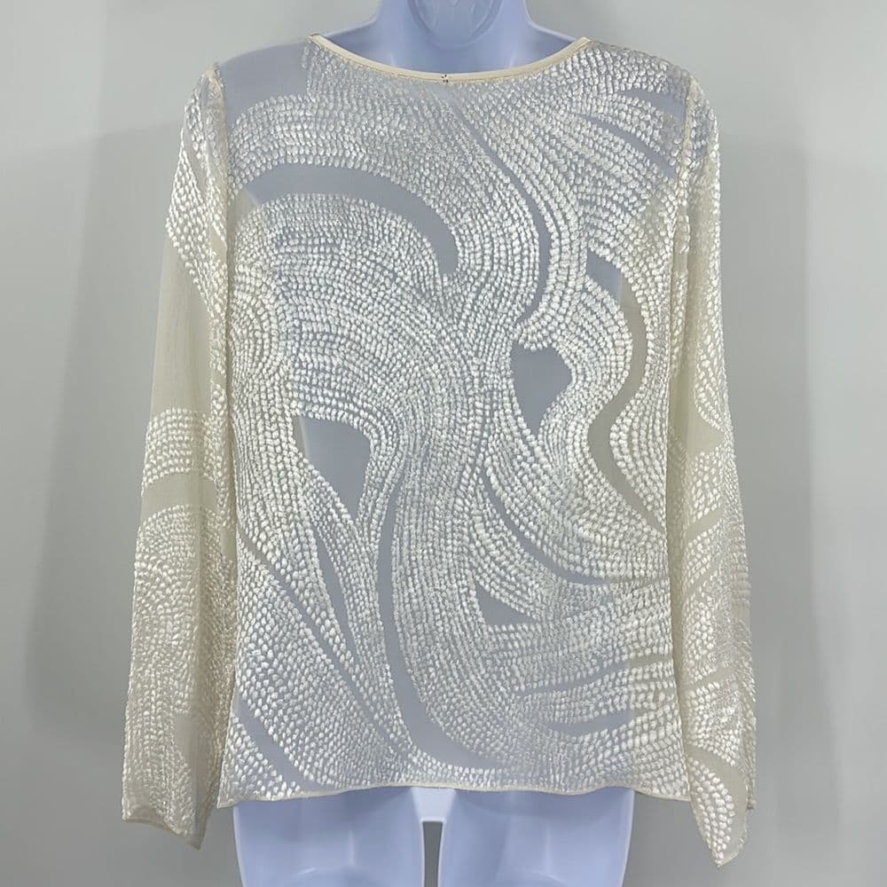 Peter Cohen‎ 100% Silk Blouse Stunning Sheer Top Sz M - Thumbnail 3