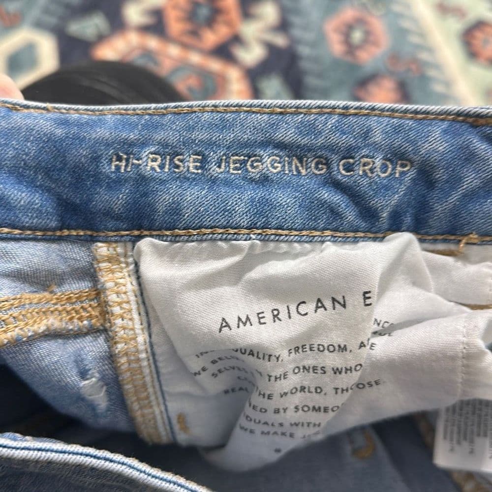 American Eagle Hi-Rise Jegging Crop Distressed Sz‎ 6 Reg - Thumbnail 10