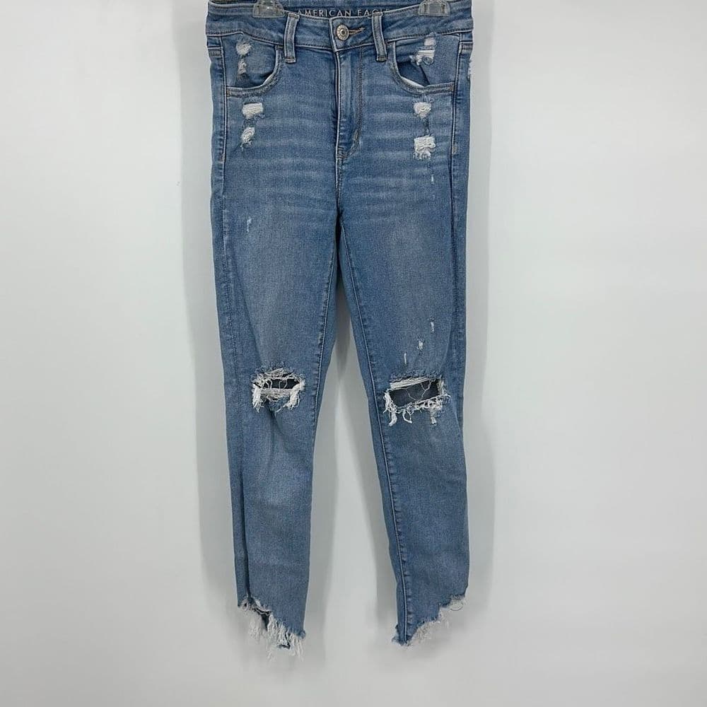 American Eagle Hi-Rise Jegging Crop Distressed Sz‎ 6 Reg