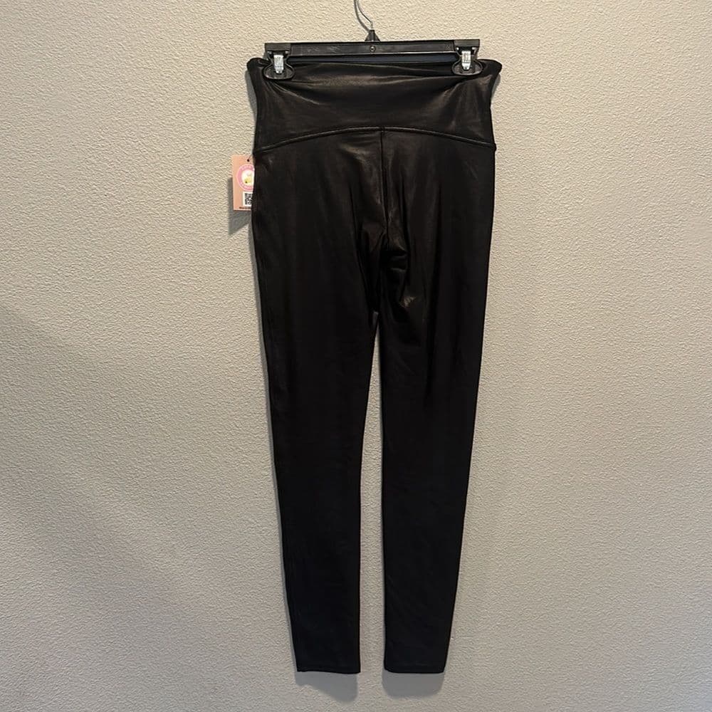 Spanx Black Metallic‎ Leggings Sz L EUC - Thumbnail 3
