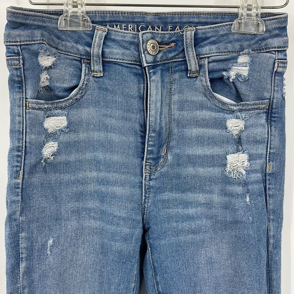 American Eagle Hi-Rise Jegging Crop Distressed Sz‎ 6 Reg - Thumbnail 6
