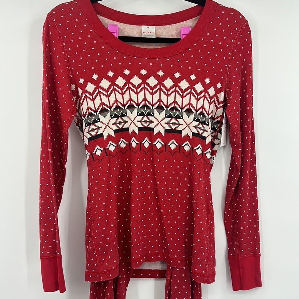 Hanna Andersson Heritage Fairisle In Red 2pc Long‎ John Set in Sz XS - Thumbnail 2