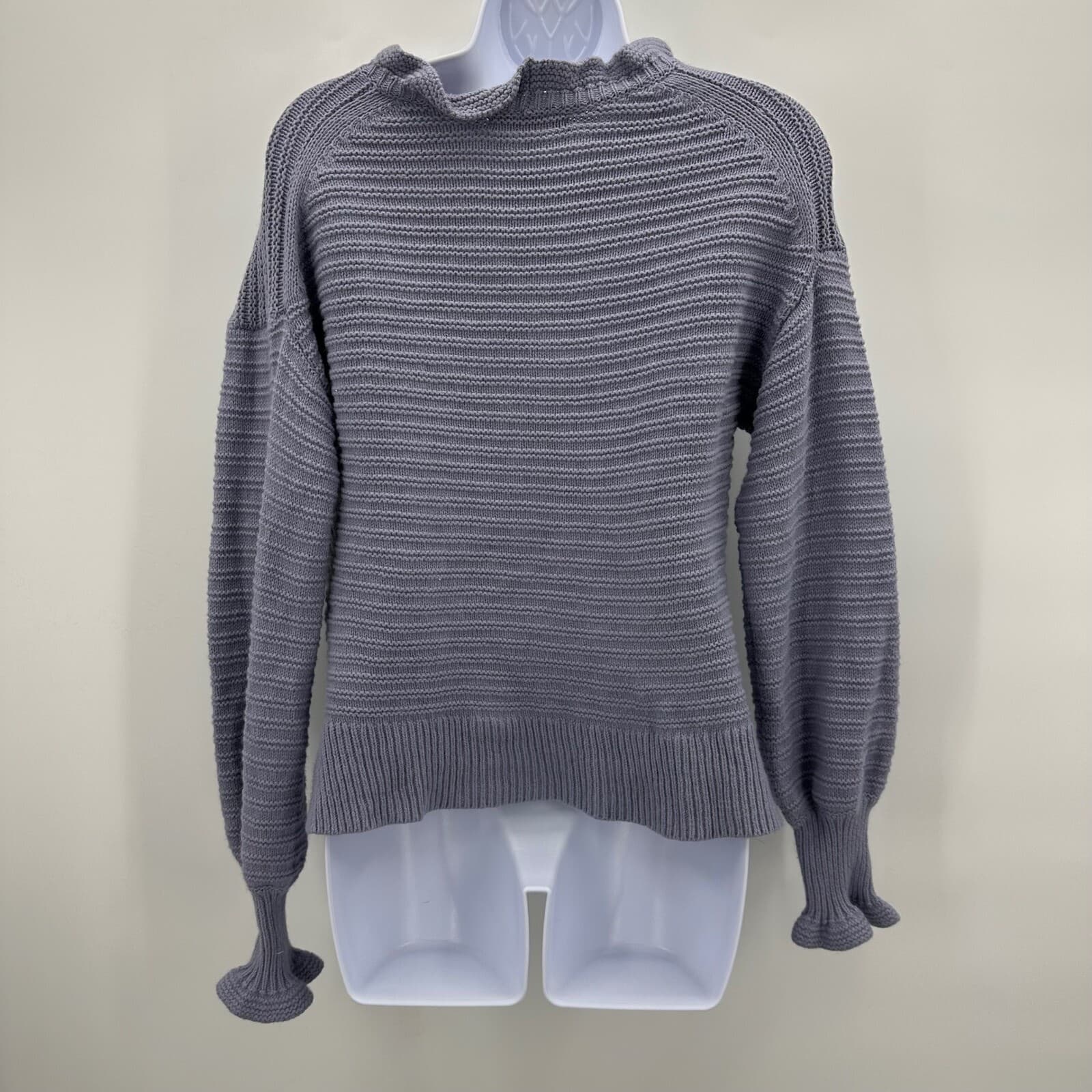 Madewell Knit Ruffle Sweater Purple Sz Medium - Thumbnail 3