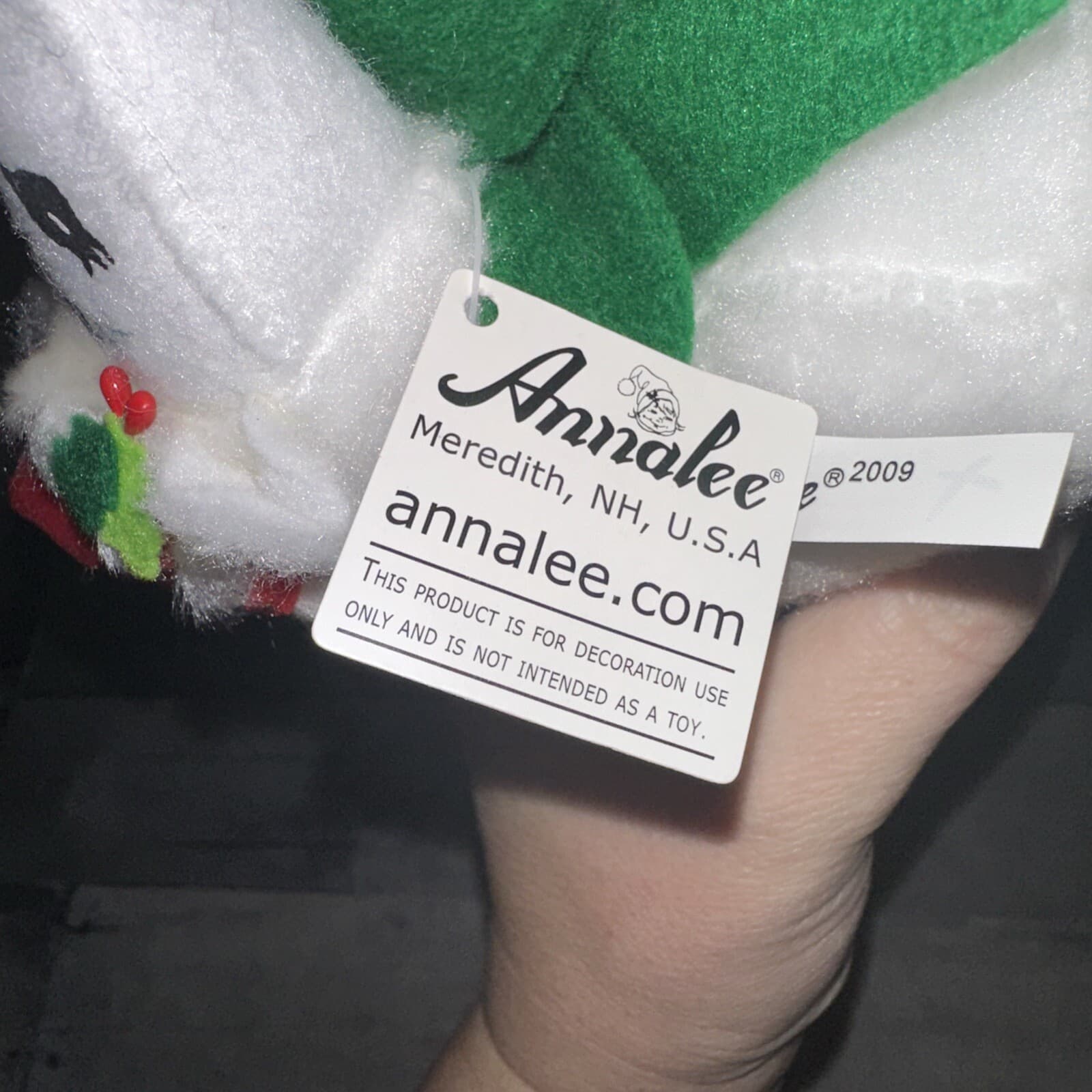 Annalee 2009 Polar Bear with Santa Hat 9" White Christmas Dolls 751209 - Thumbnail 9