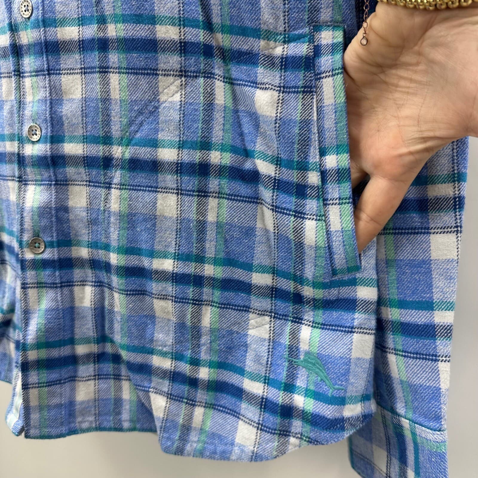 Tommy Bahama Men's Lei'd Back Flannel Shirt Jacket In Mountain Bluebell Sz M NWT - Thumbnail 4