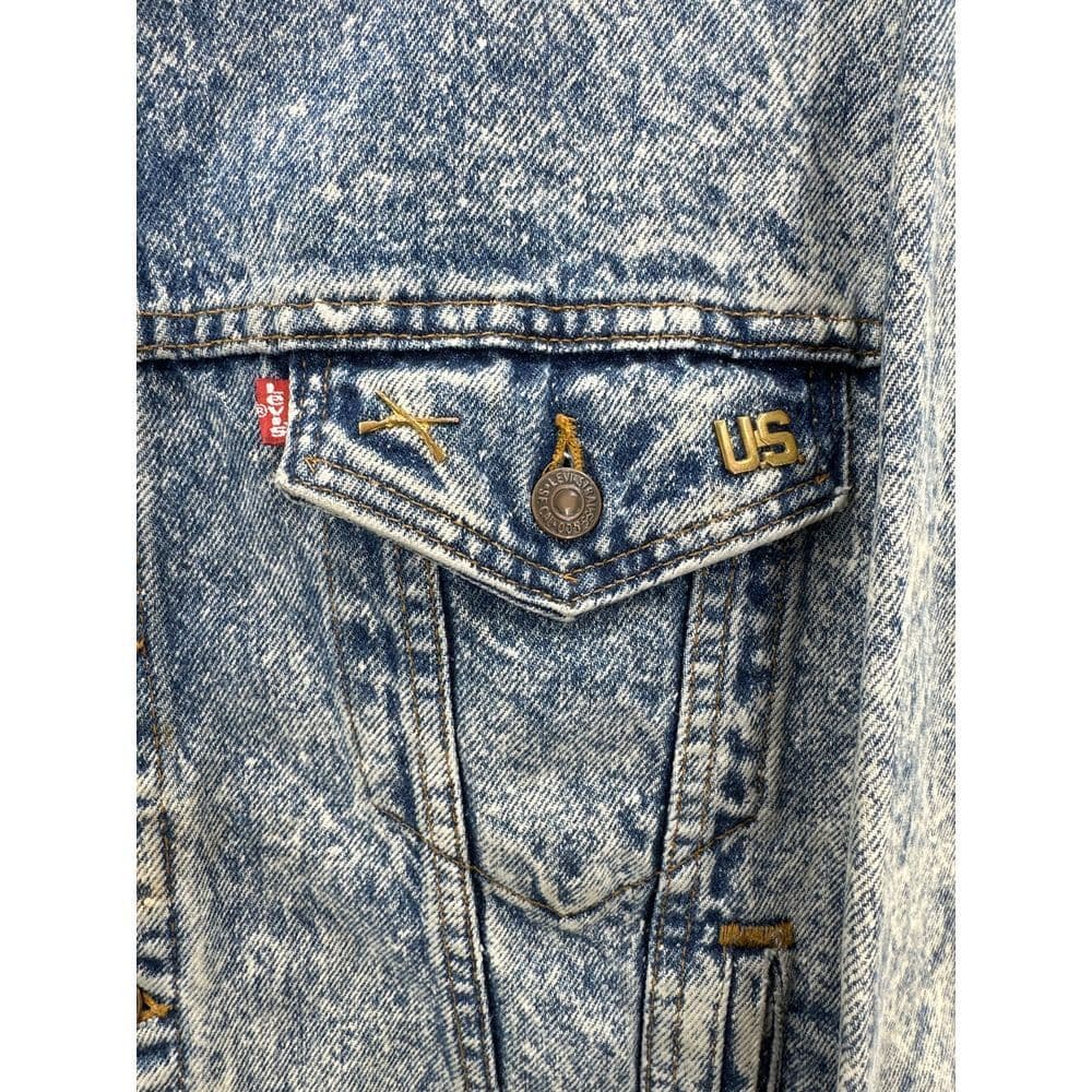 Vintage Levi's Acid Wash Denim Jacket with Metallica Back Patch Sz L - Thumbnail 4