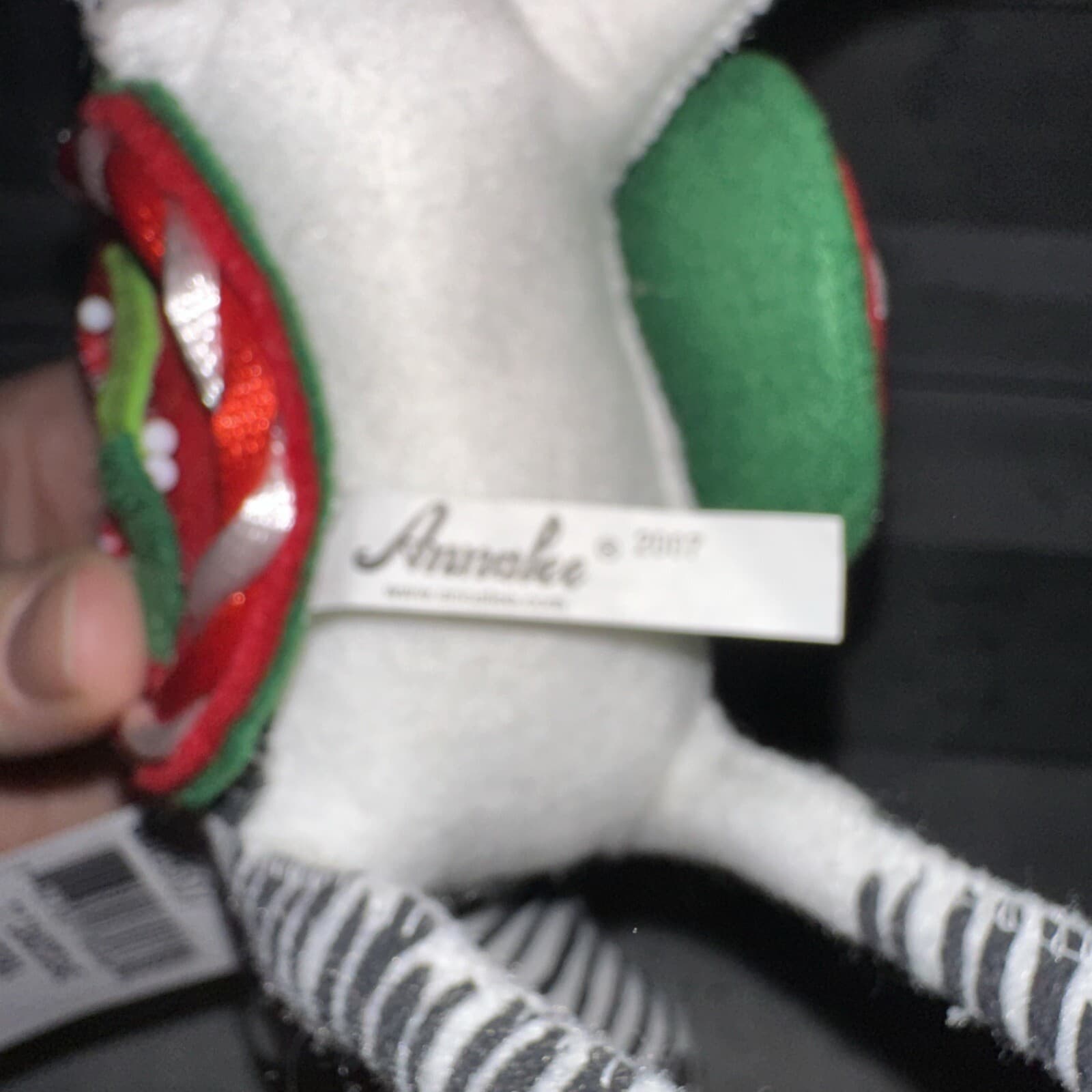 Annalee 7" Zebra Candycane Candy Cane Zoo Animal 808607 Christmas 2007 - Thumbnail 6