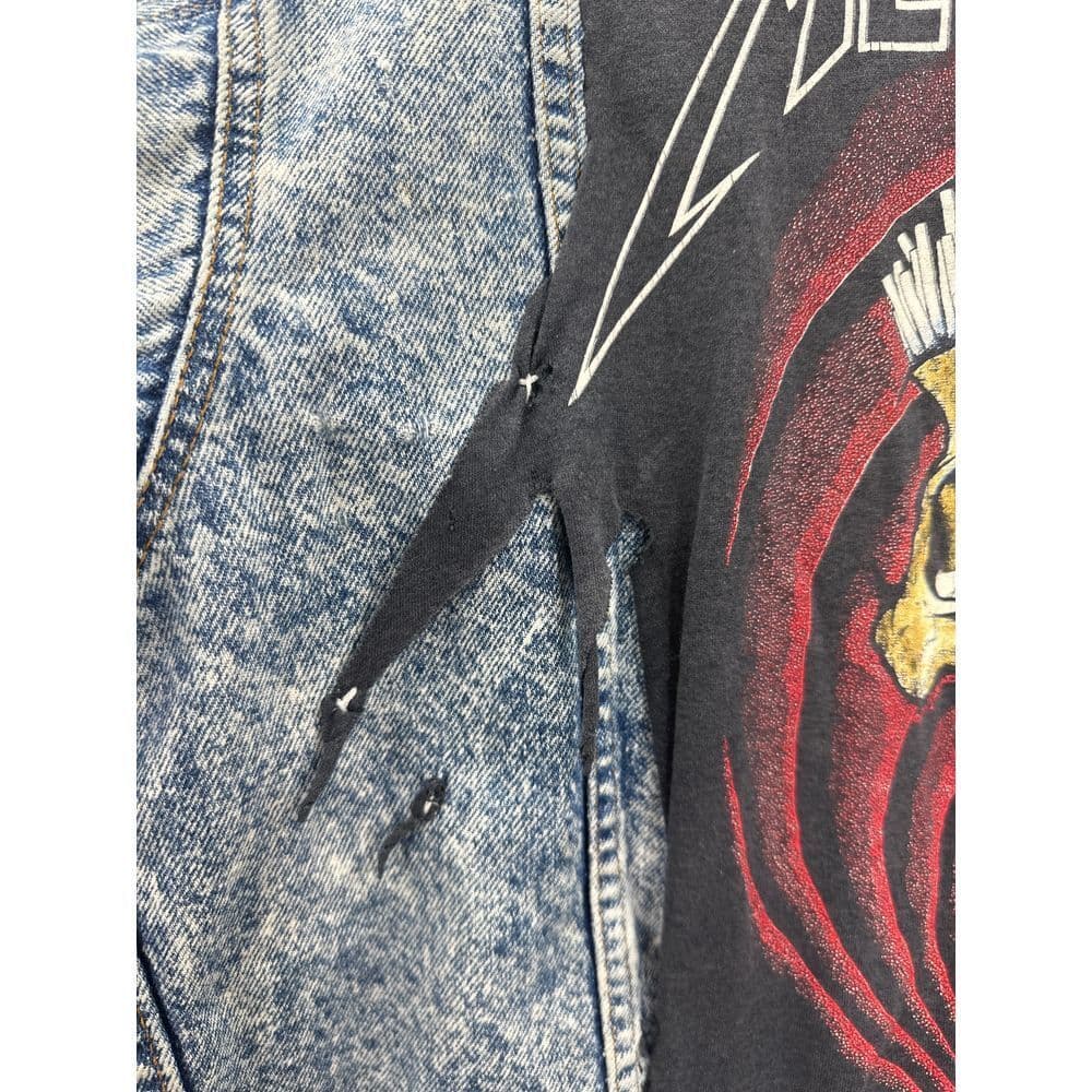 Vintage Levi's Acid Wash Denim Jacket with Metallica Back Patch Sz L - Thumbnail 10