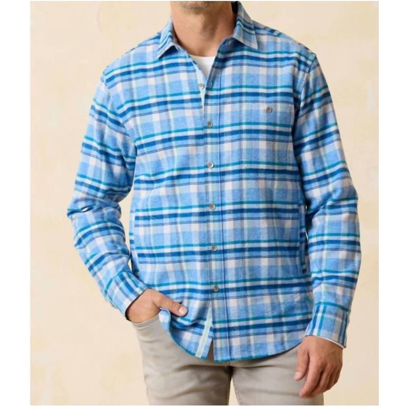 Tommy Bahama Men's Lei'd Back Flannel Shirt Jacket In Mountain Bluebell Sz M NWT - Thumbnail 12