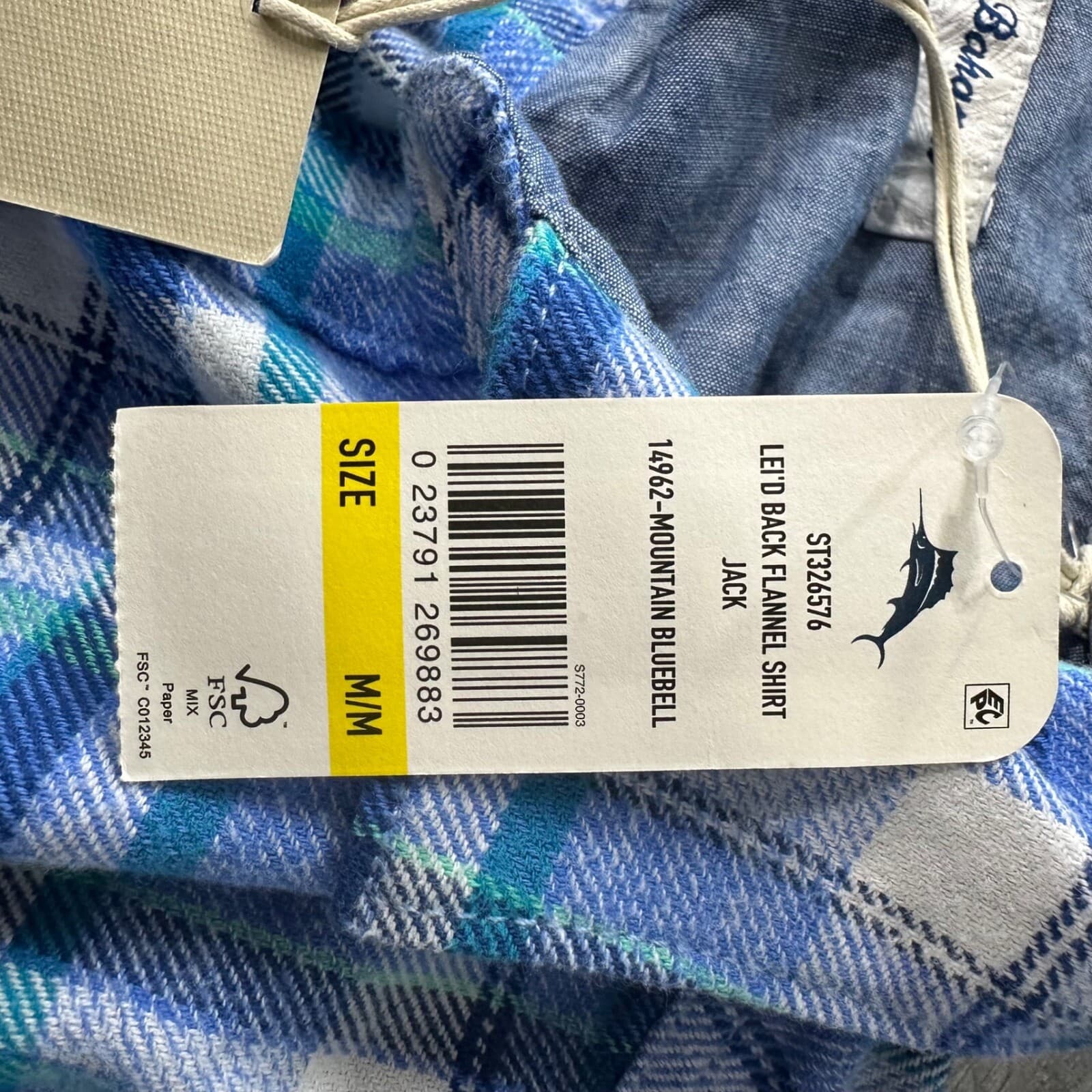 Tommy Bahama Men's Lei'd Back Flannel Shirt Jacket In Mountain Bluebell Sz M NWT - Thumbnail 7