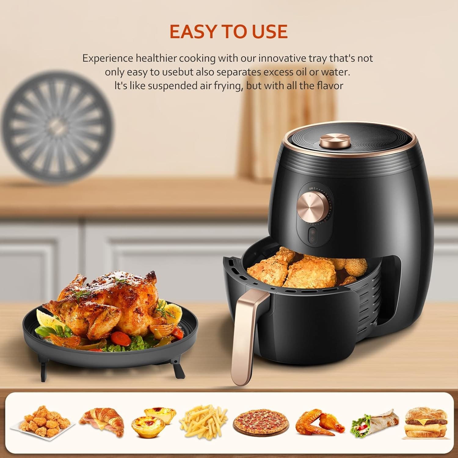 2 Pack Air Fryer Rack 7.75in Steel Tray Nonstick Crisping Basket Grill Pan - Thumbnail 2