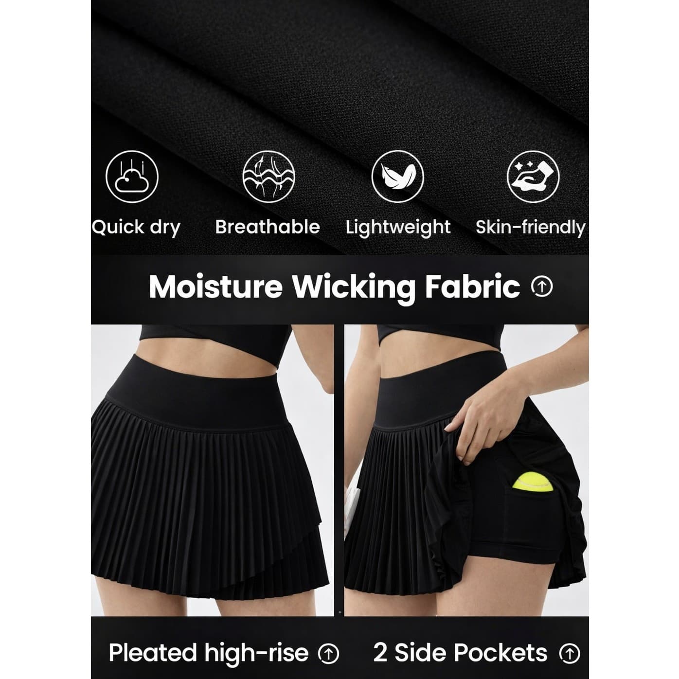 Angel Season Pleated Tennis Skort Womens Pockets High Waist Athletic Size 2XL - Thumbnail 2