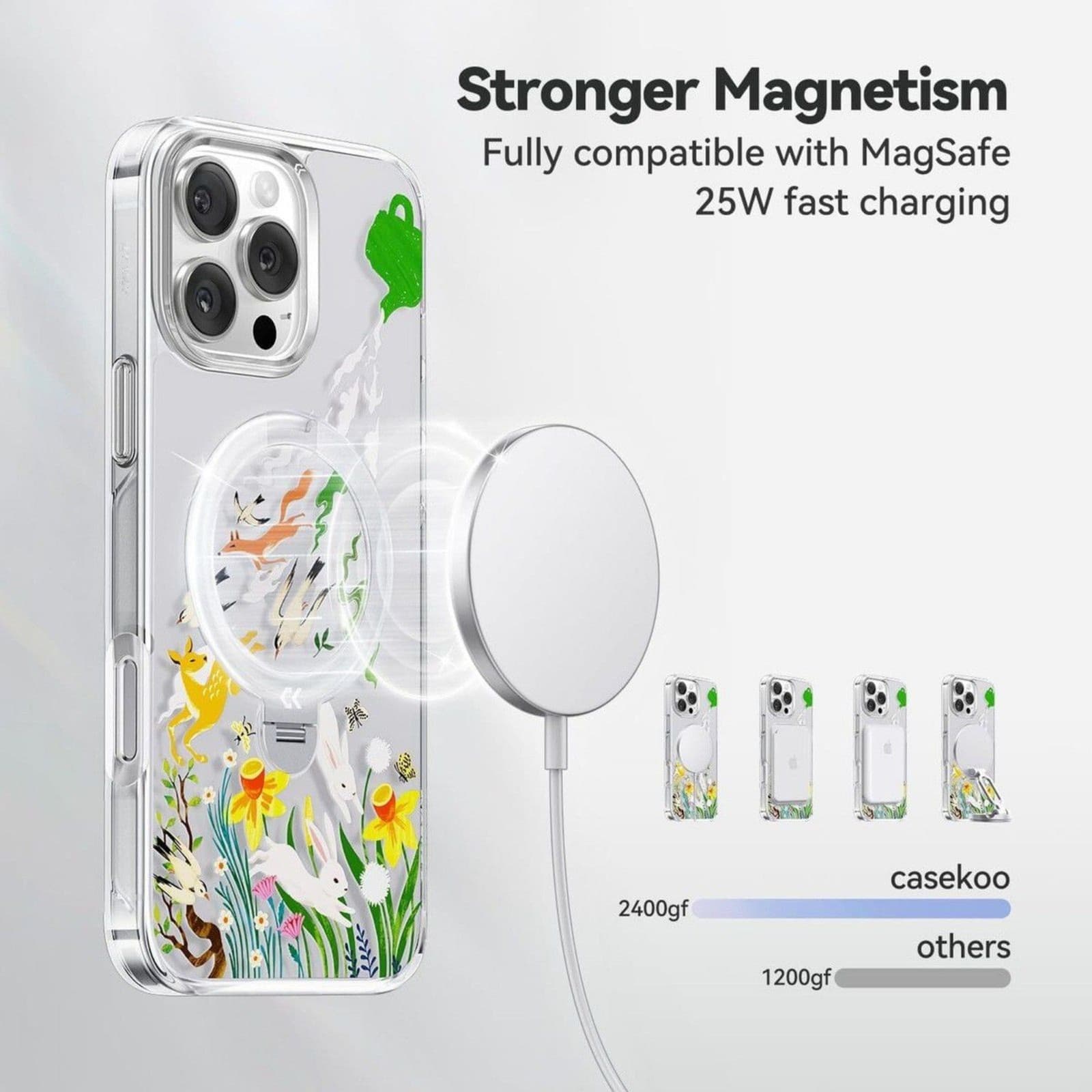 iPhone 16 Pro Case Magnetic Stand MagSafe Shockproof Spring Design - Thumbnail 4
