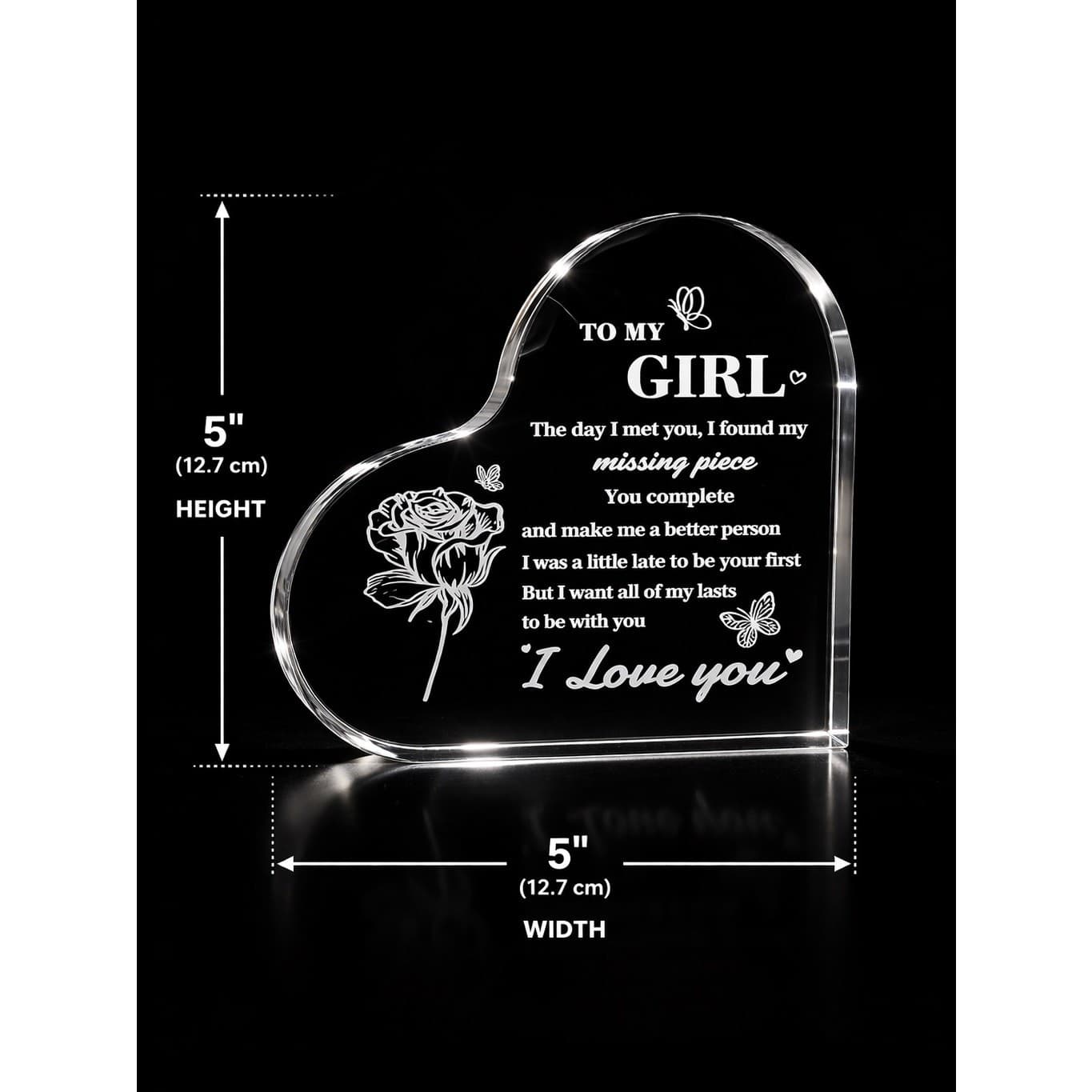 To My Girl Acrylic Heart Gift Romantic Birthday Anniversary Valentine GF - Thumbnail 5