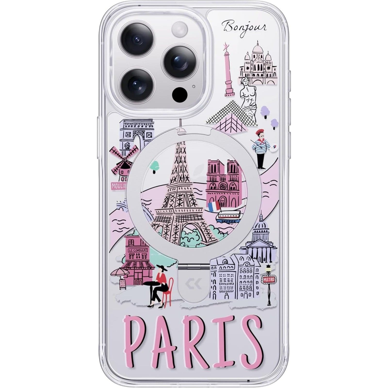 iPhone 14 Pro Max Case Magnetic Stand MagSafe Shockproof Paris - Thumbnail 2