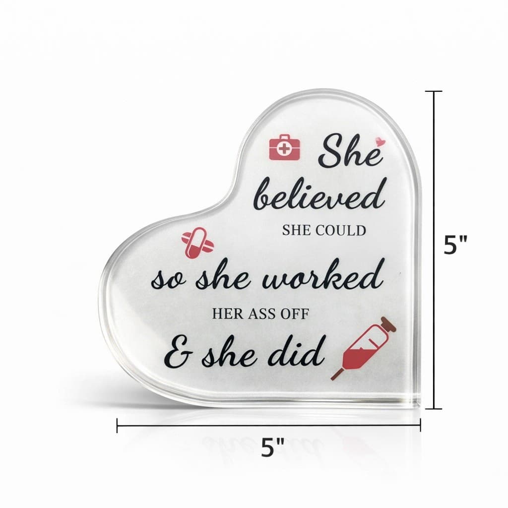 She Believed She Could Gift Acrylic Heart Decor Funny Boss Coworker - Thumbnail 2