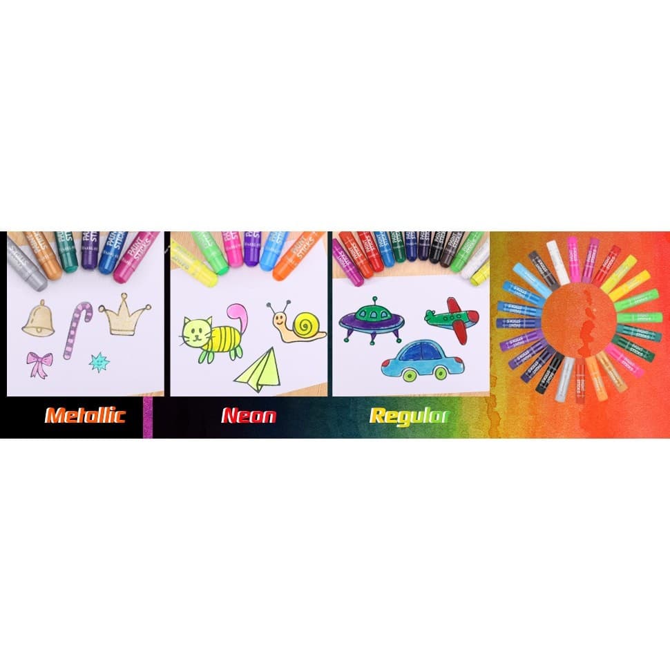 H-TONE 24 Colors Tempera Paint Sticks Washable Twistable Crayons Art New - Thumbnail 12