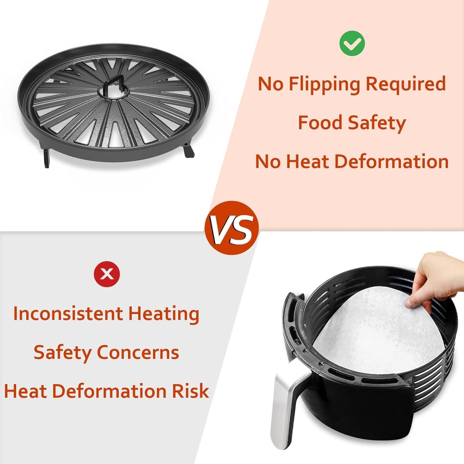 2 Pack Air Fryer Rack 7.75in Steel Tray Nonstick Crisping Basket Grill Pan - Thumbnail 3