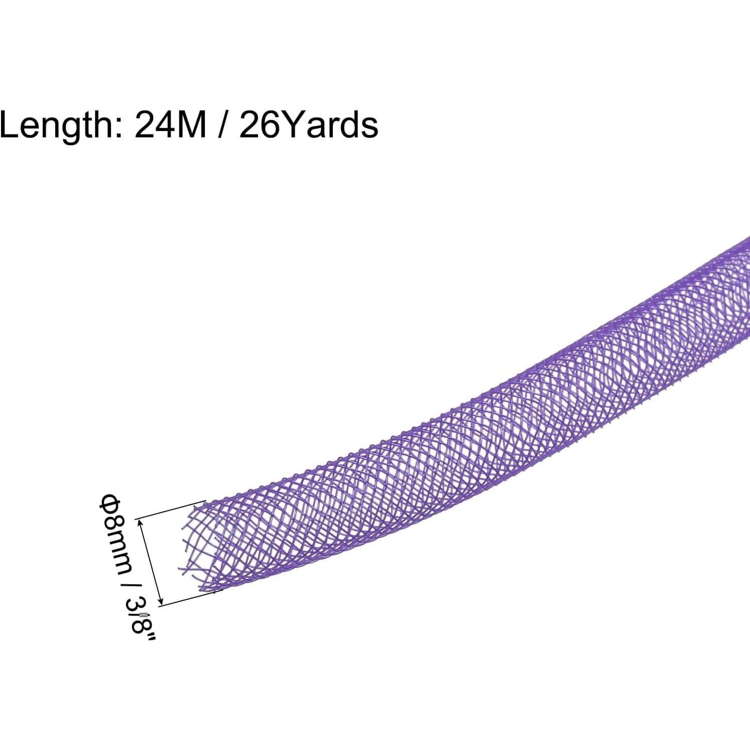 Purple 26 Yards Mesh Tube 3/8" Decor Tubing Flex for Wreaths Crafts Gift Wrap - Thumbnail 2