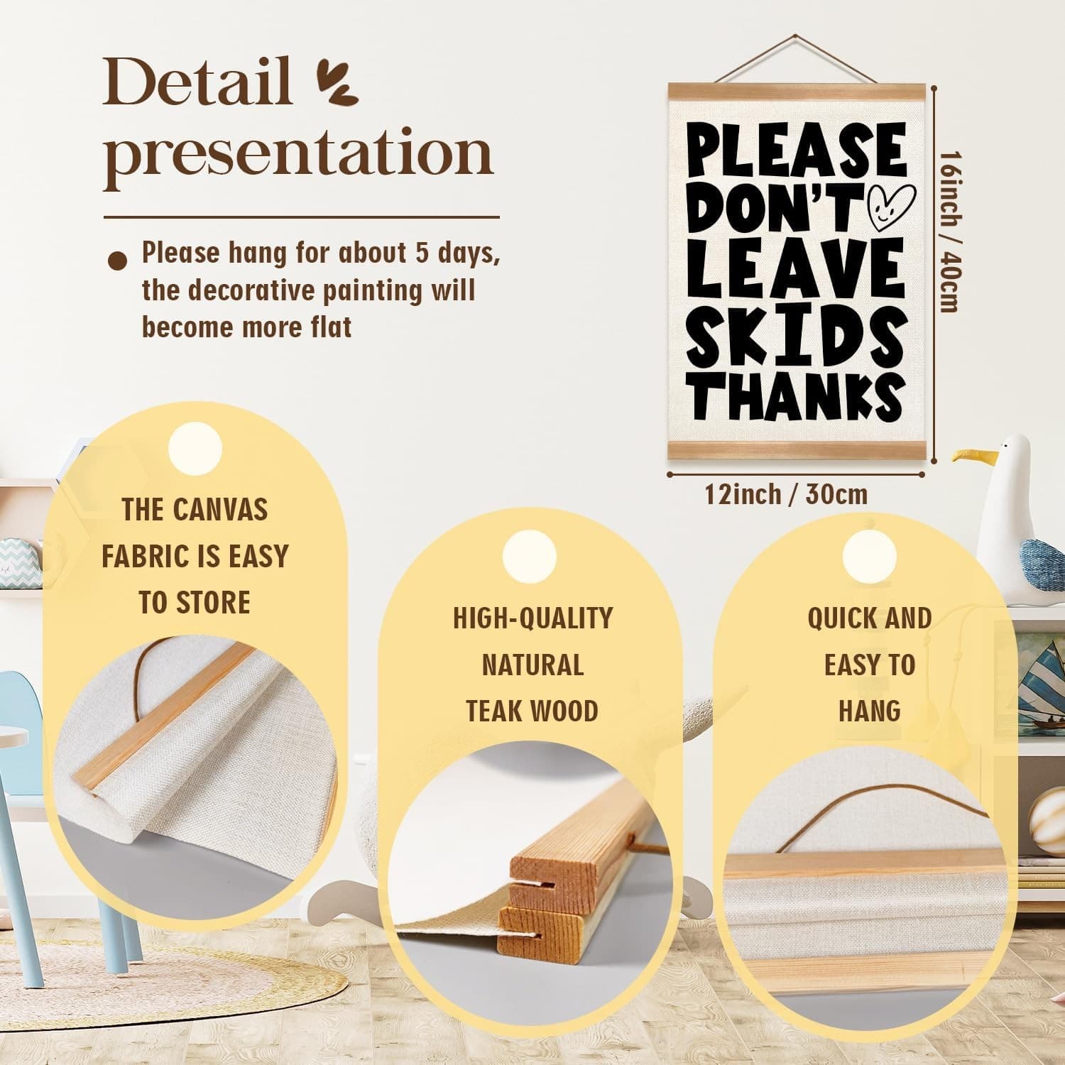Funny Bathroom Wall Decor Sign Please Don’t Leave Skids Farmhouse Canvas - Thumbnail 2