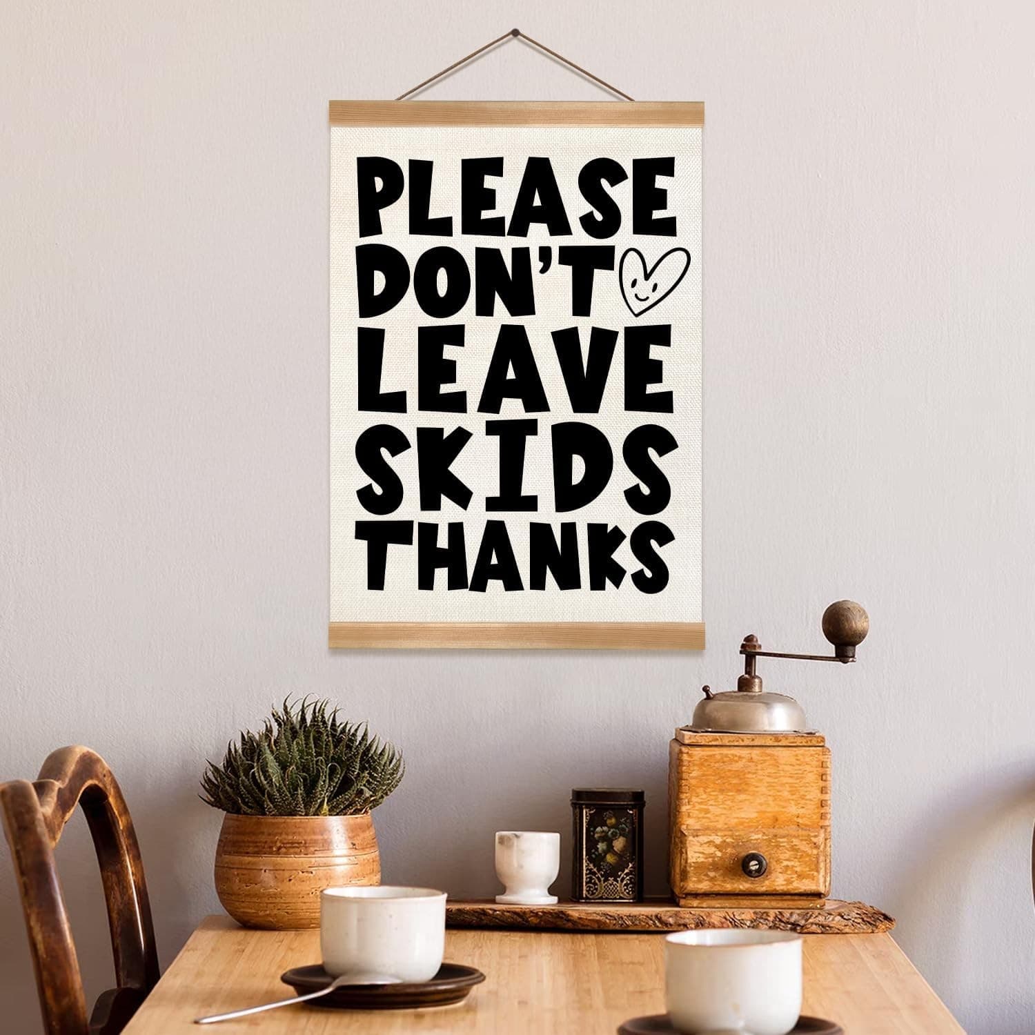 Funny Bathroom Wall Decor Sign Please Don’t Leave Skids Farmhouse Canvas - Thumbnail 6