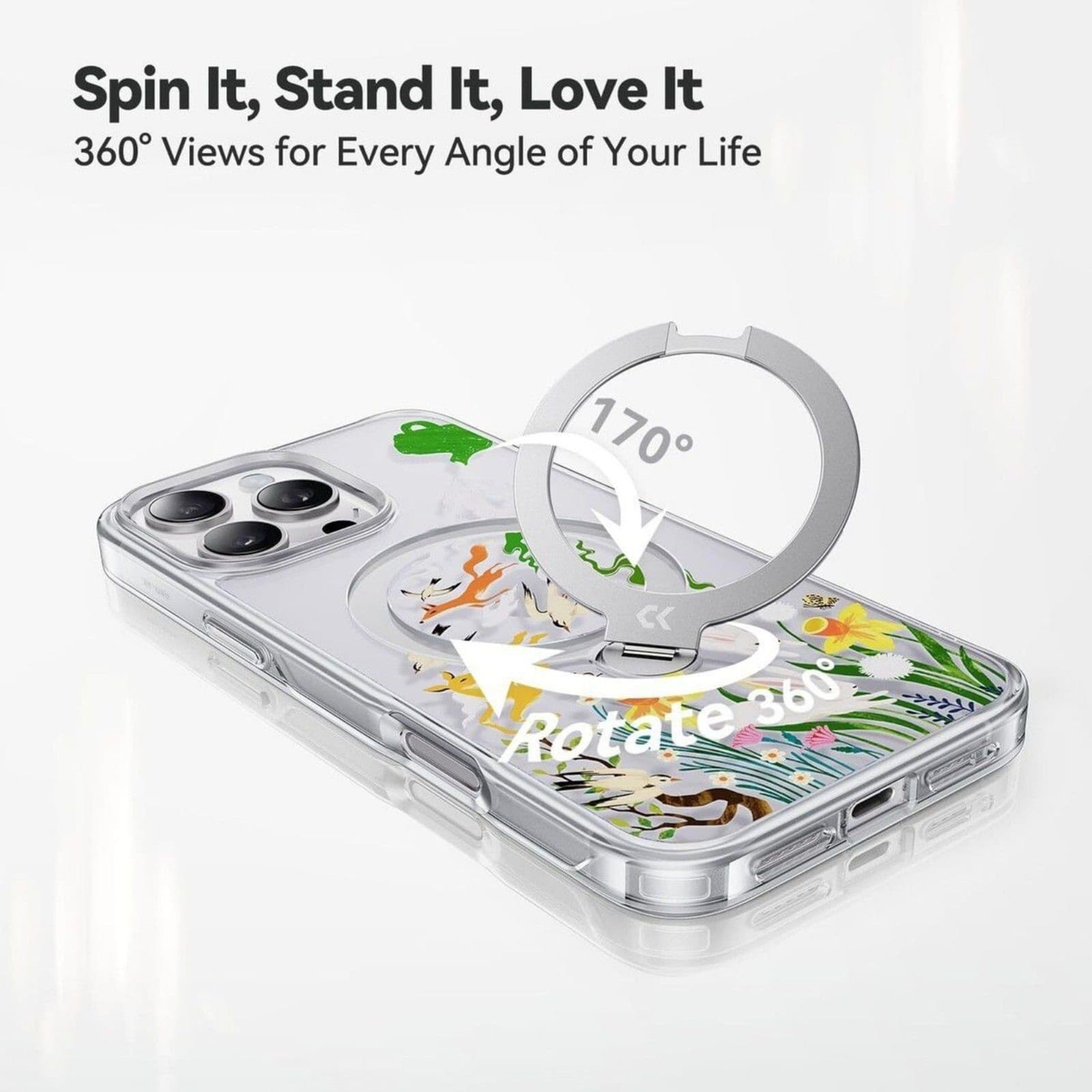 iPhone 16 Pro Case Magnetic Stand MagSafe Shockproof Spring Design - Thumbnail 5