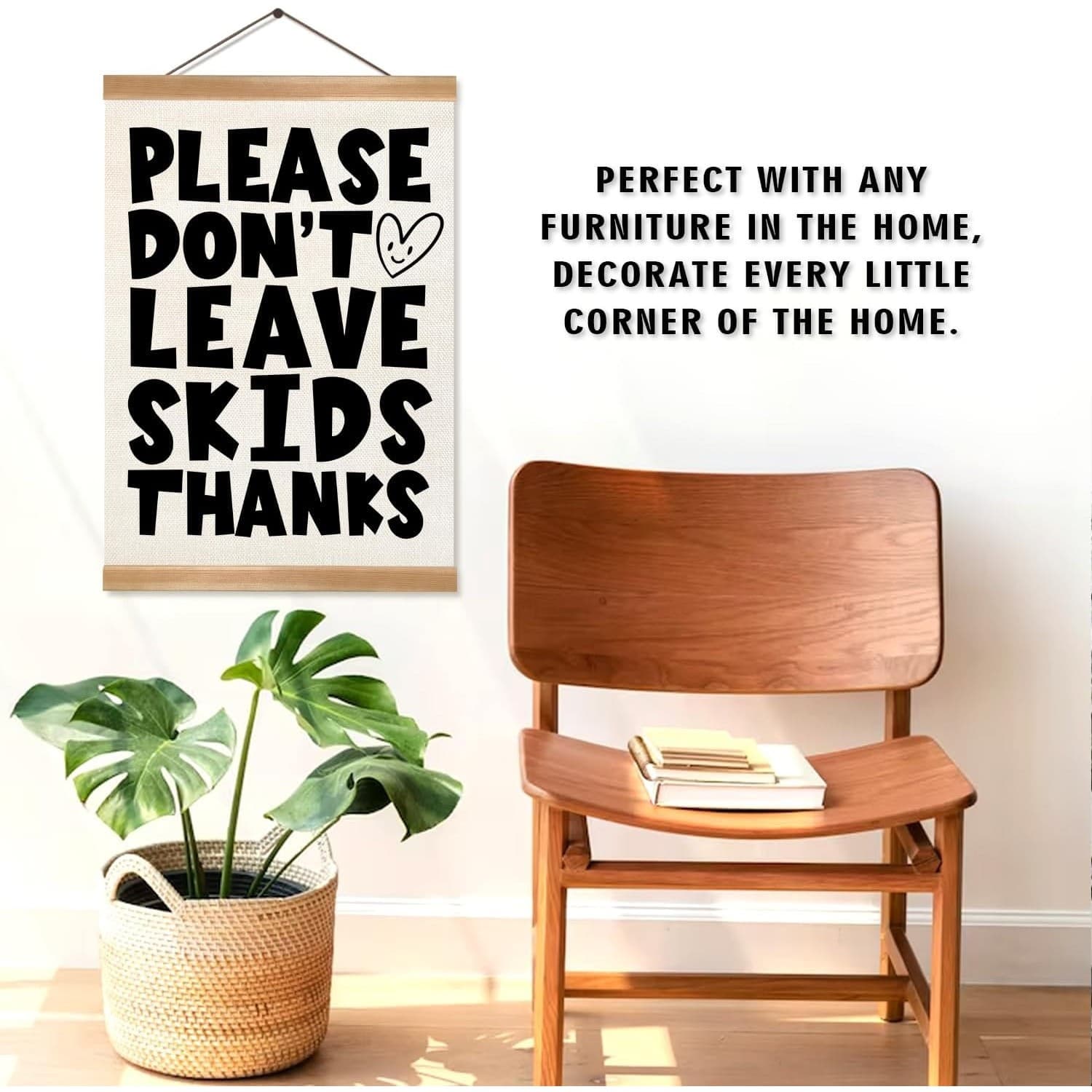Funny Bathroom Wall Decor Sign Please Don’t Leave Skids Farmhouse Canvas - Thumbnail 4