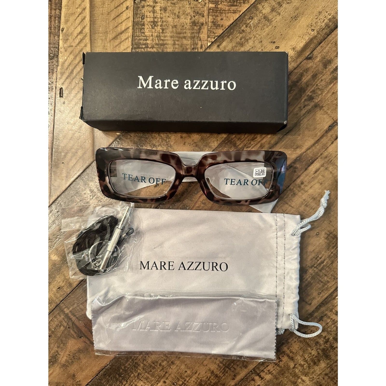 MARE AZZURO Women Reading Glasses Leopard Rectangle Readers +1.00 Wide Frame - Thumbnail 7