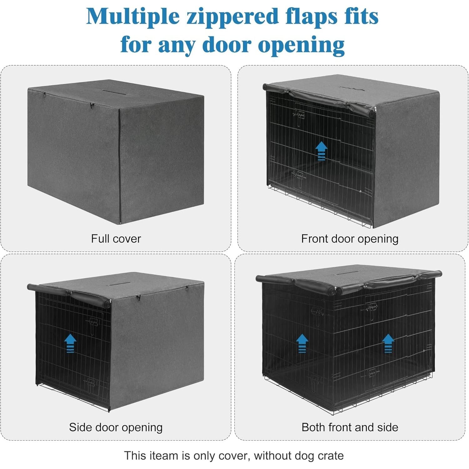 Deblue 30” Dog Crate Cover – Heavy-Duty Waterproof Pet Kennel Cover for (Gray) - Thumbnail 7