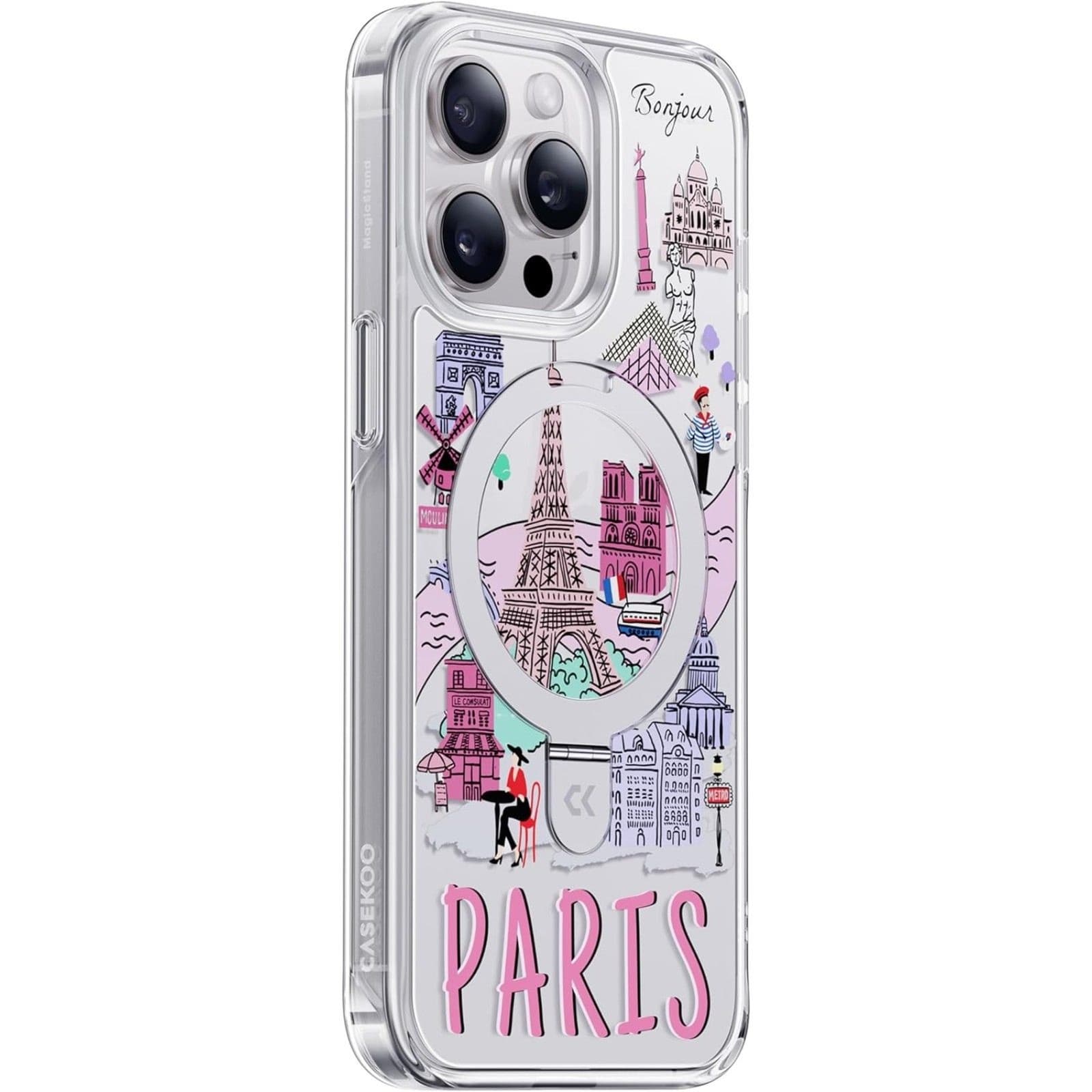 iPhone 14 Pro Max Case Magnetic Stand MagSafe Shockproof Paris - Thumbnail 4
