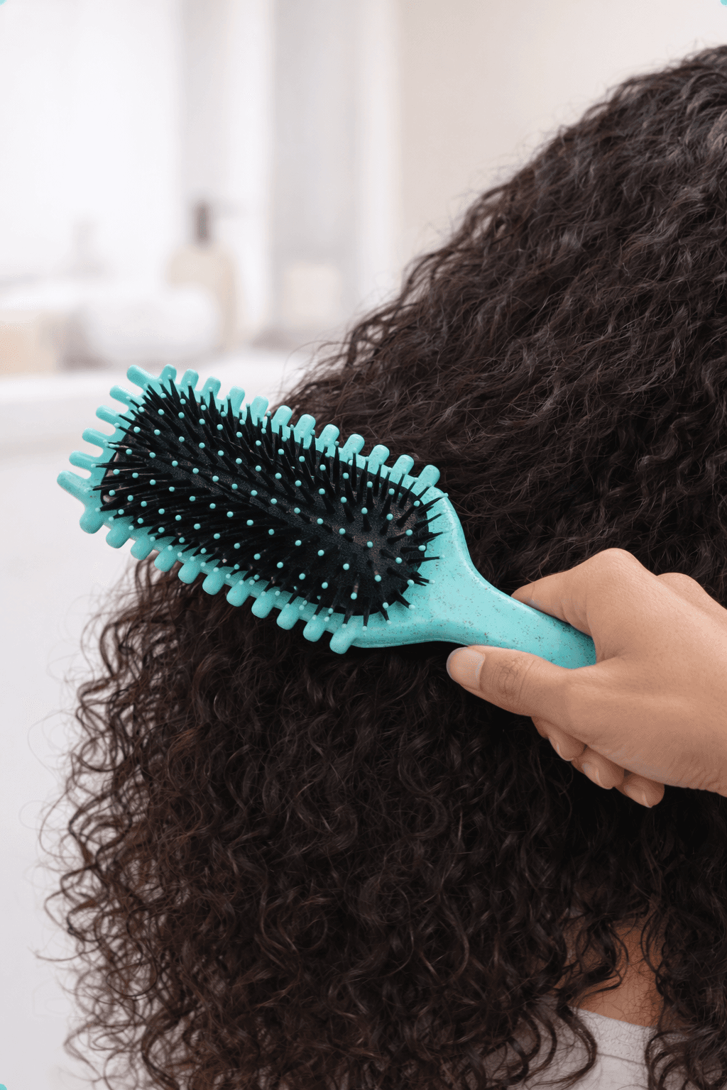 2 Pack Curly Hair Detangling Brush Large Comb Wet Styling Tool Green - Thumbnail 3