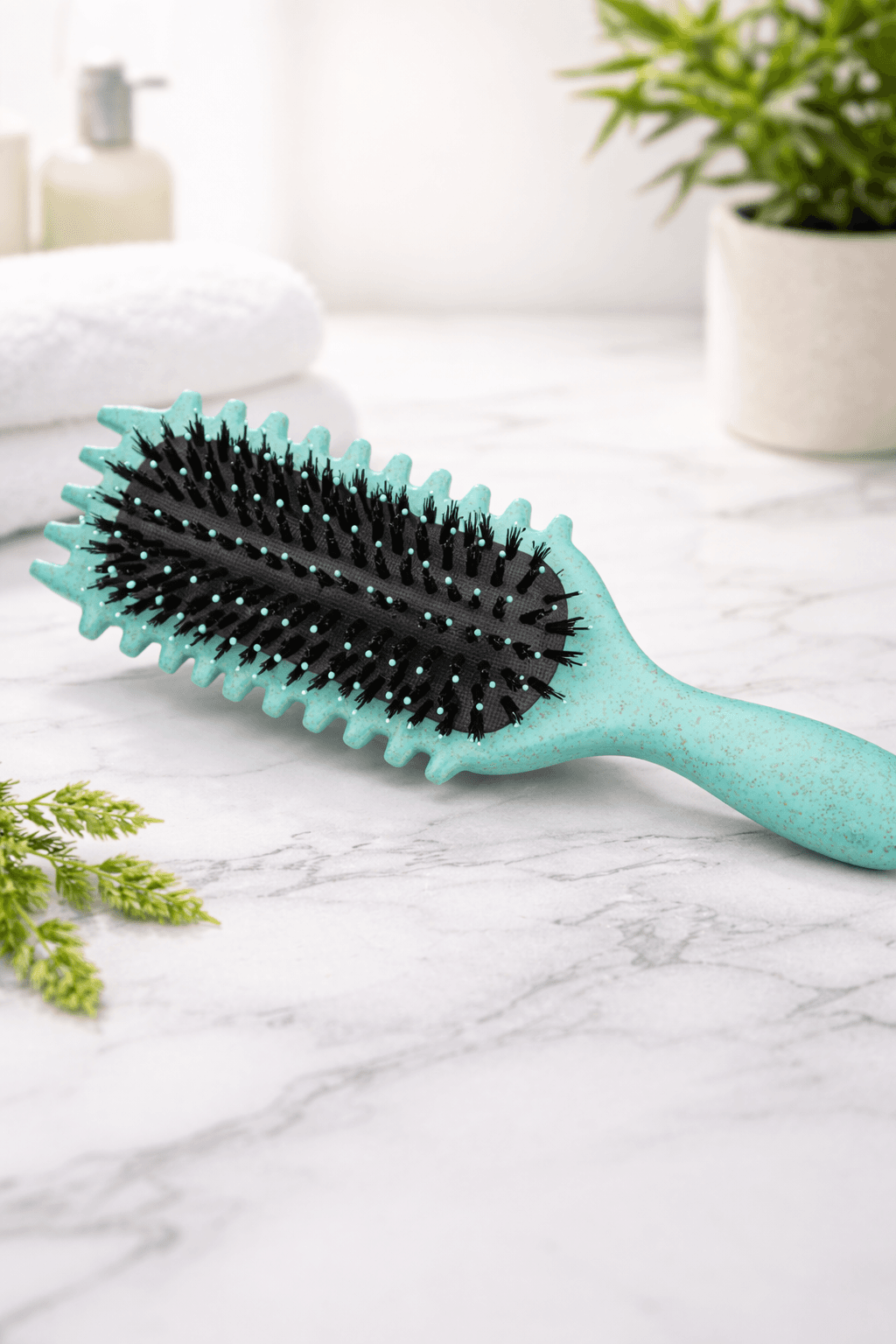 2 Pack Curly Hair Detangling Brush Large Comb Wet Styling Tool Green - Thumbnail 2