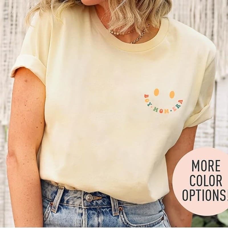 In My Boy Mom Era Graphic T-Shirt Women Cotton Crewneck Aesthetic Tee Size M - Thumbnail 2