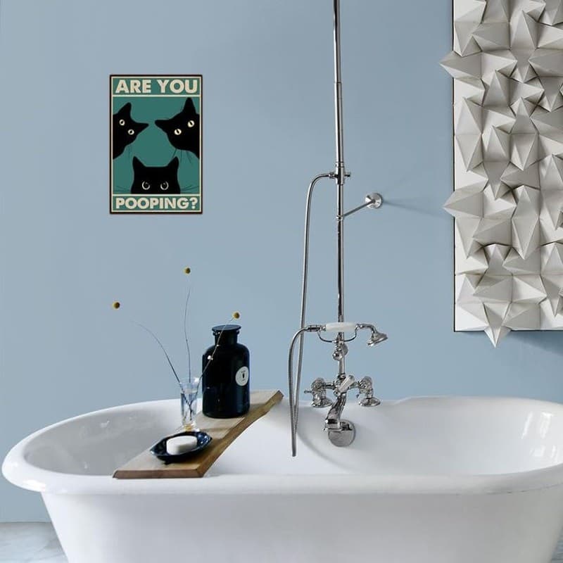 Funny Black Cat Are You Pooping Metal Tin Sign Bathroom Wall Decor 8x12 - Thumbnail 7