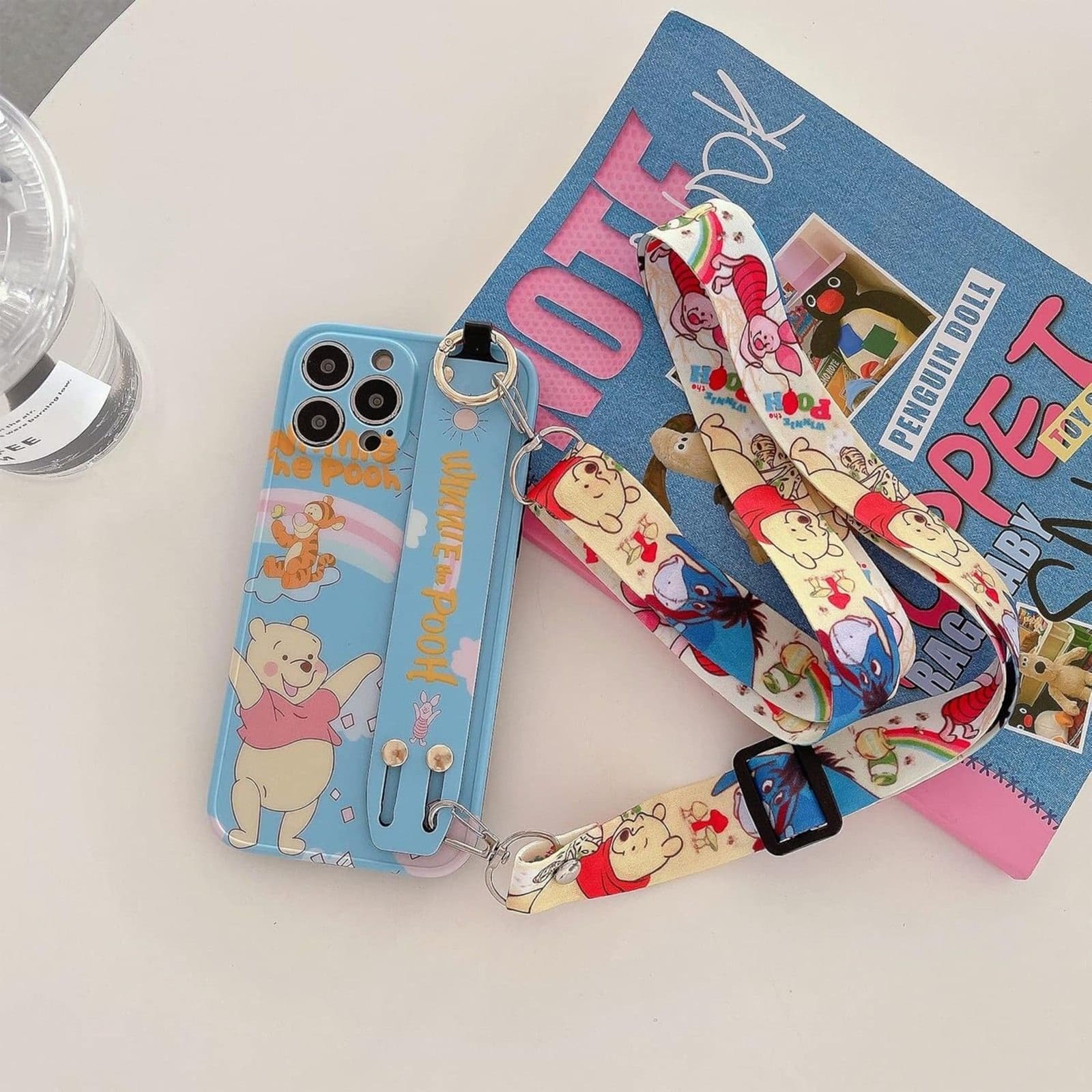 iPhone 13 Pro Winnie the Pooh Case Strap Lanyard Screen Protector Cute - Thumbnail 2