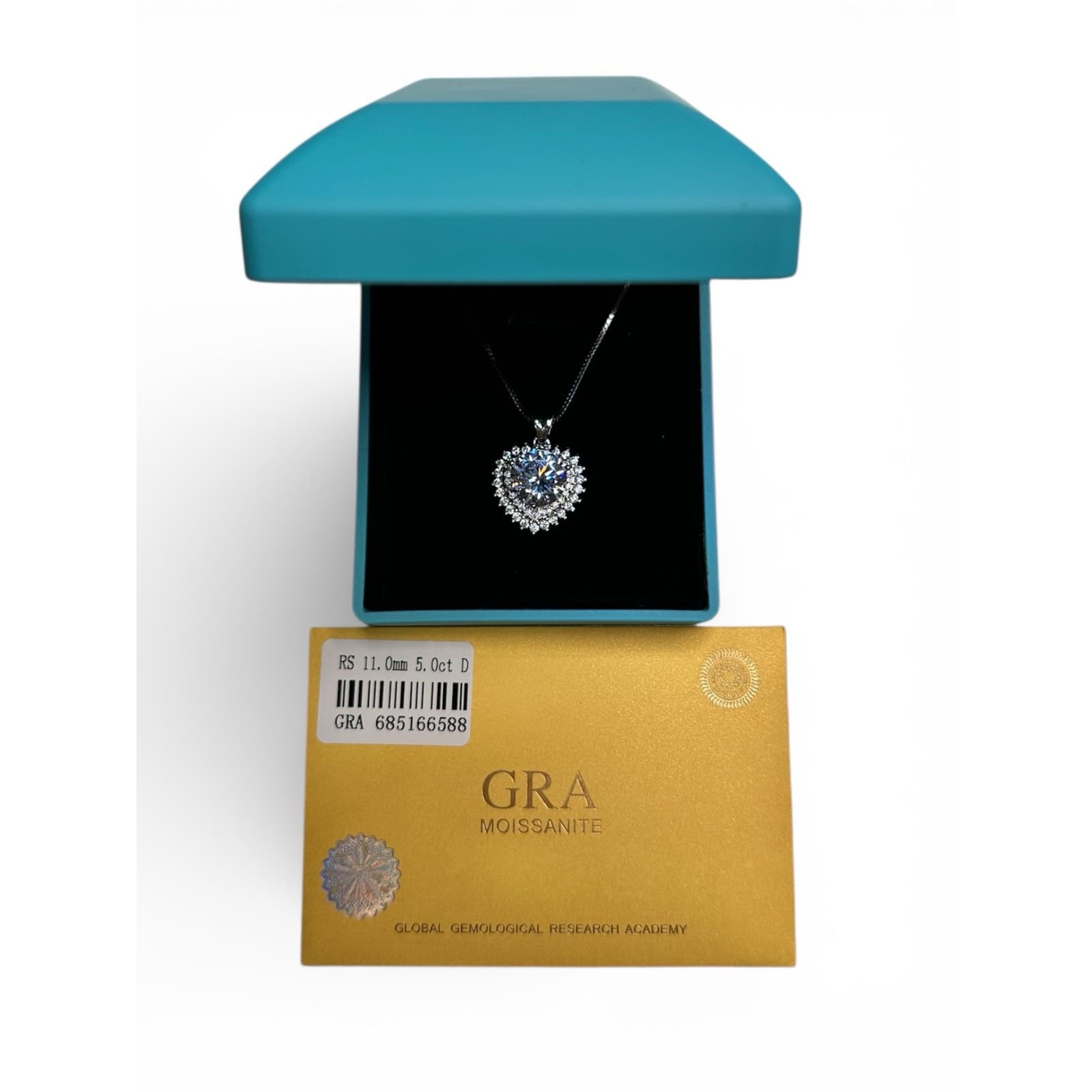 5CT Moissanite Pendant Necklace 925 Sterling Silver D Color Adjustable Chain - Thumbnail 9
