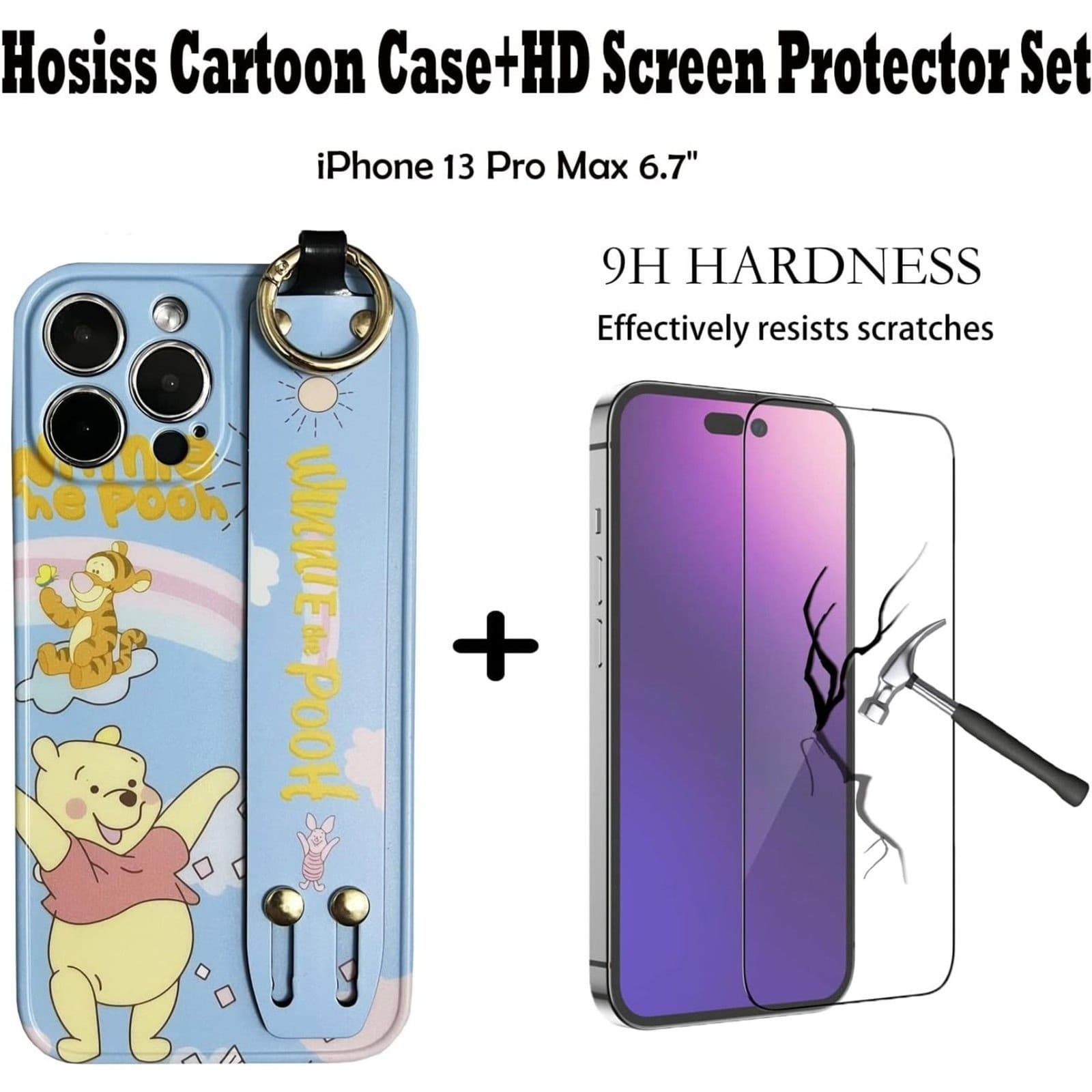 iPhone 13 Pro Winnie the Pooh Case Strap Lanyard Screen Protector Cute - Thumbnail 5