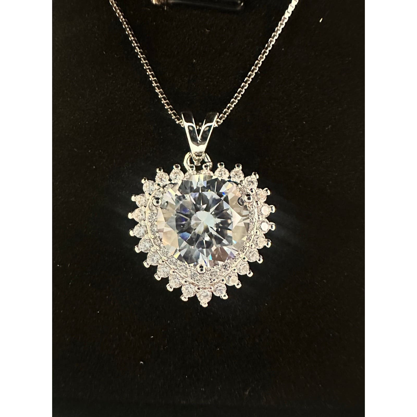 5CT Moissanite Pendant Necklace 925 Sterling Silver D Color Adjustable Chain - Thumbnail 7
