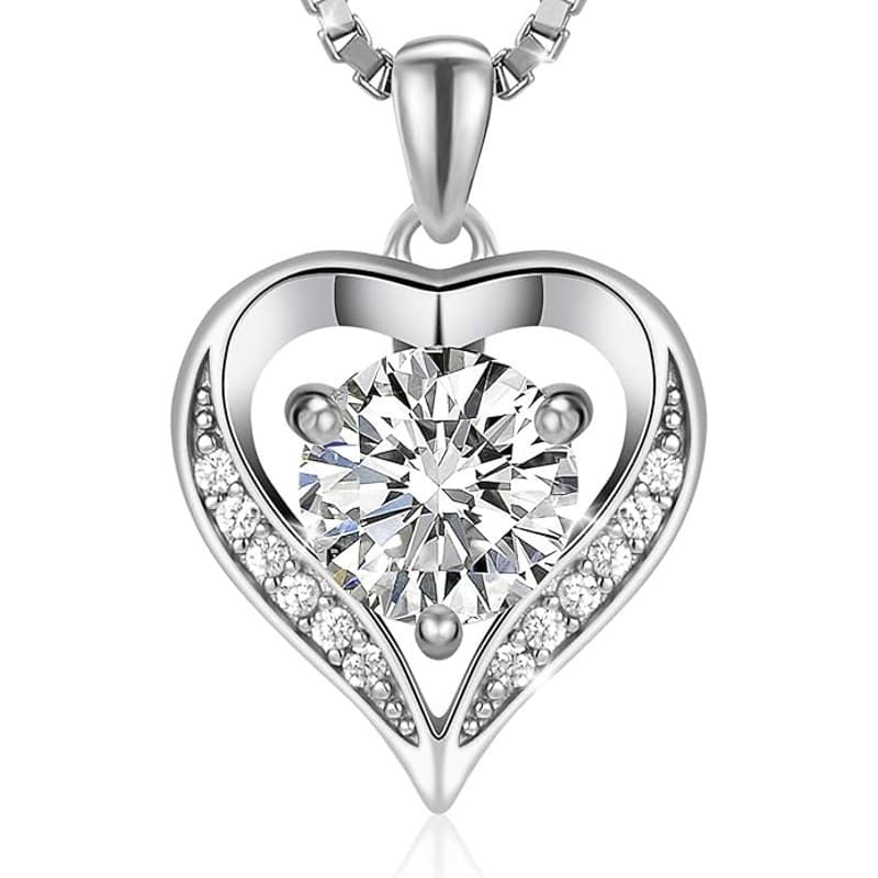Moissanite Heart Necklace 1 Carat 925 Sterling Silver Pendant Gift Women Love - Thumbnail 2