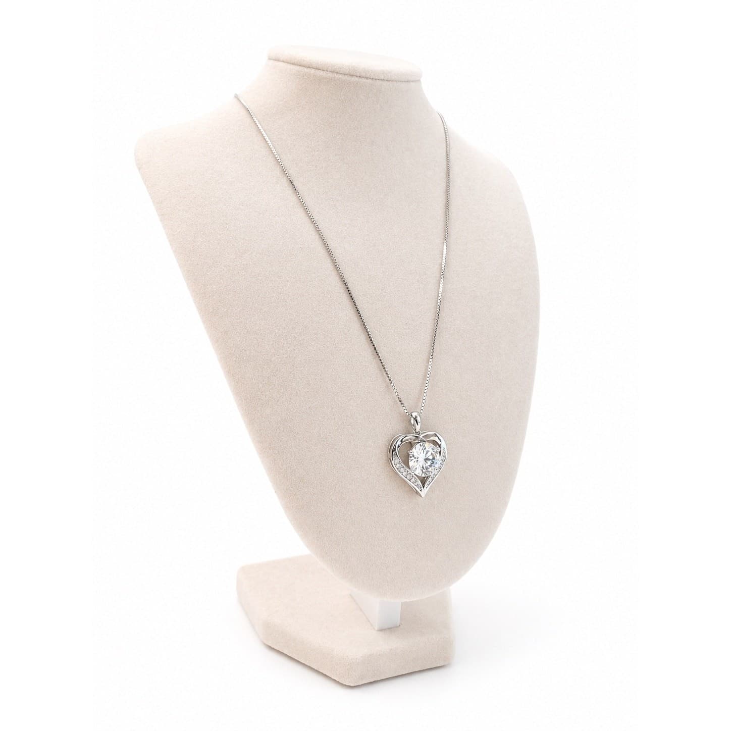 Moissanite Heart Necklace 1 Carat 925 Sterling Silver Pendant Gift Women Love - Thumbnail 3