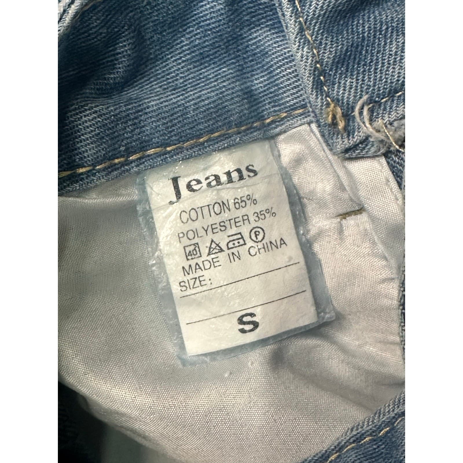 Women’s Wide Leg Jeans S – Mid Rise Raw Hem NON STRETCH 65% Cotton Denim Pants - Thumbnail 12